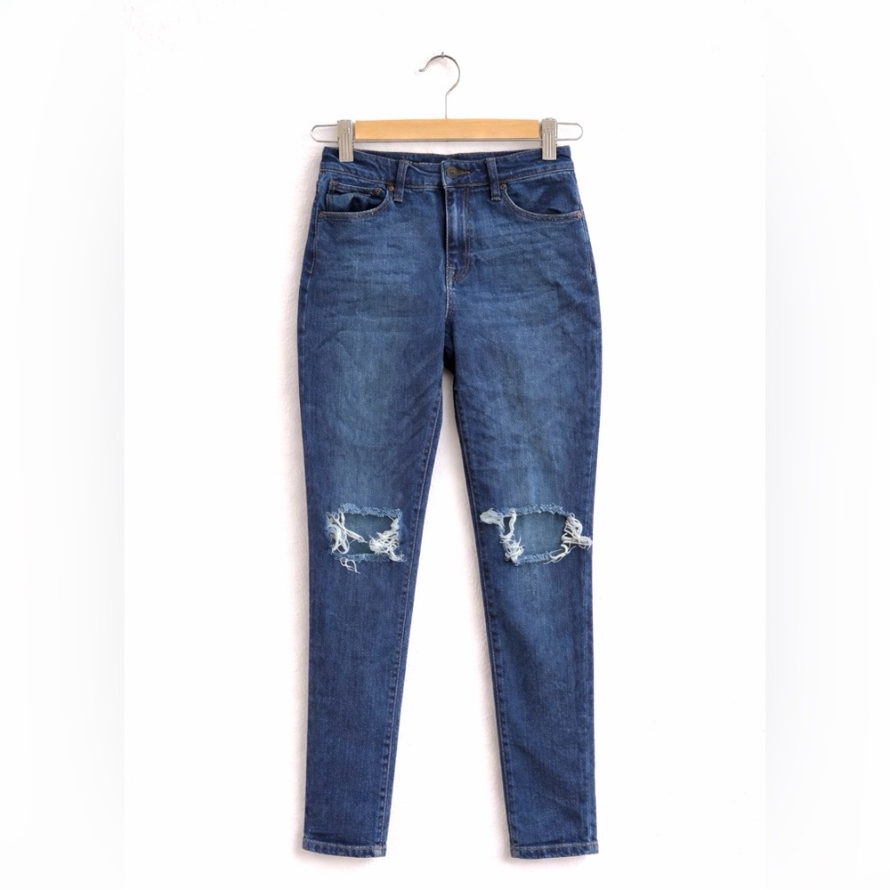 No Boundaries Dark Blue Distressed Skinny Jeans